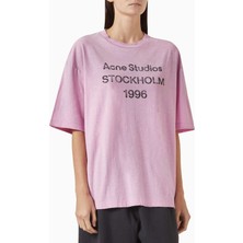 Pembe 1996 Logo Baskılı T-Shirt - Pamuk Karışımı - Acne Studios Vintage Şıklığı