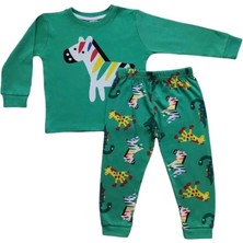 1+1elmp Zebra Desen %100 Pamuk Erkek Çocuk Pijama Takımı 1-2 Yaş 3007