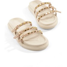 Norve Ten Rengi Zımbalı Üç Ince Bantlı Terlik