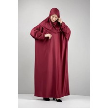 Defka Tek Parça Başörtülü Kadın Tesettür Namaz Elbisesi Düz Renk