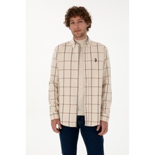 U.S. Polo Assn. Erkek Krem Kareli Uzun Kollu Regular Gömlek 50316617-VR182