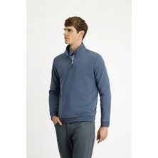 Yarım Balıkçı Yaka Yaka Regular Fit Fermuarlı Pamuklu Sweatshirt