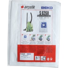 Arçelik S 6260 Elektrikli Süpürge Torbası 5'li Paket Beyaz, Temizlik Için Uygun