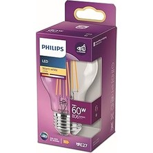 Philips LED Classic 60W A60 E27 Non-Dim 2700K Sarı Işık LED Filament Ampul