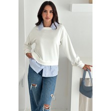 Kadın Gömlek Detaylı Sweatshirt – Katmanlı Tasarım