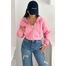 Kadın Gri Fermuarlı Oversize Hoodie – Günlük & Sokak Stili