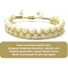 Sertifikalı Çift Sıra Doğal Taş Makrome Bileklik Ayarlanabilir Ölçü