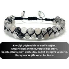 Sertifikalı Rutilli Kuvars Çift Sıra Doğal Taş Makrome Bileklik Ayarlanabilir Ölçü