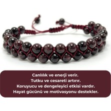 Sertifikalı Granat Lal Çift Sıra Doğal Taş Makrome Bileklik Ayarlanabilir Ölçü