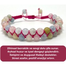 Sertifikalı Helkum Çift Sıra Doğal Taş Makrome Bileklik Ayarlanabilir Ölçü