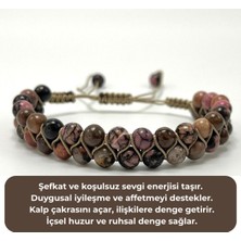 Sertifikalı Rodanit Çift Sıra Doğal Taş Makrome Bileklik Ayarlanabilir Ölçü