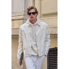 Erkek Teknik Kumaş Mont Ceket Ekru