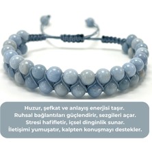 Sertifikalı Anjelit Çift Sıra Doğal Taş Makrome Bileklik Ayarlanabilir Ölçü