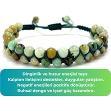 Sertifikalı Krizokol Çift Sıra Doğal Taş Makrome Bileklik Ayarlanabilir Ölçü