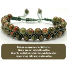 Sertifikalı Unakit Çift Sıra Doğal Taş Makrome Bileklik Ayarlanabilir Ölçü