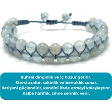Sertifikalı Akuamarin Doğal Taş 6mm Çift Sıra Doğal Taş Makrome Bileklik Ayarlanabilir Ölçü