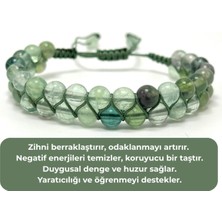 Sertifikalı Florit Çift Sıra Doğal Taş Makrome Bileklik Ayarlanabilir Ölçü
