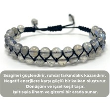 Sertifikalı Labrodorit Doğal Taş 6mm Çift Sıra Doğal Taş Makrome Bileklik Ayarlanabilir Ölçü