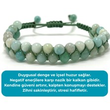 Sertifikalı Amazonit Çift Sıra Doğal Taş Makrome Bileklik Ayarlanabilir Ölçü