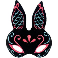 Siyah Mavi Kırmızı Tavşan Maskesi