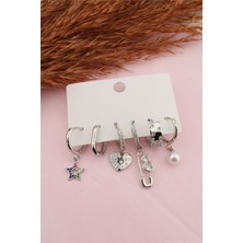 By Zeyna Aksesuar Kadın Kararmaz Altın Kaplama Incili 6 Lı Küpe Seti