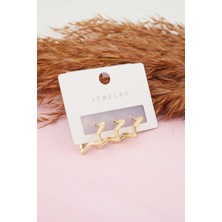 By Zeyna Aksesuar Kadın 3'lü Yıldız Figürlü Zirkon Set Küpe