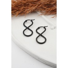 Kadın 316L Paslanmaz Çelik Basic Geometrik 3.5 cm Sonsuzluk Model Klipsli Küpe