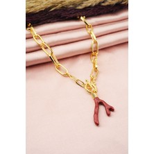 By Zeyna Aksesuar Kadın Özel Tasarım Dal Figürlü Kalın Zincirli Kolye