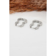 Kadın Çelik Basic Geometrik 2 cm Klipsli Küpe