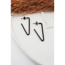 Kadın 316L Paslanmaz Çelik Basic Geometrik 4 cm V Model Küpe