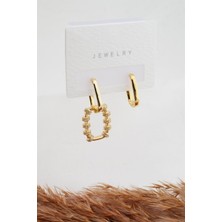 By Zeyna Aksesuar  Kadın Altın Kaplama Zirkon Taşlı Küpe