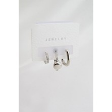 By Zeyna Aksesuar Kadın Altın Kaplama  Zirkon Taşlı 3'lü Küpe Set