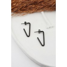 Kadın 316L Paslanmaz Çelik Basic Geometrik 3 cm V Model Küpe