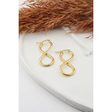 Kadın 316L Paslanmaz Çelik Basic Geometrik 3.5 cm Sonsuzluk Model Klipsli Küpe