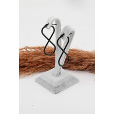 Kadın 316L Paslanmaz Çelik Basic Geometrik 5 cm Sonsuzluk Model Klipsli Küpe