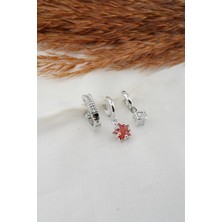 By Zeyna Aksesuar  Kadın Zirkon Taşlı Yıldız ve Küp Model 3'lü Küpe Seti