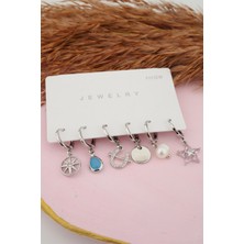 By Zeyna Aksesuar Kadın Yıldız Figürlü 6'lı Zirkon Set Küpe