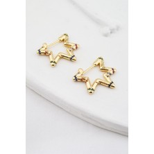 By Zeyna Aksesuar Kadın Altın Kaplama Yıldız Figürlü Küpe