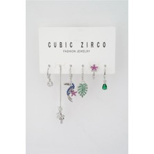 By Zeyna Aksesuar Kadın Altın Kaplama Papağan Figürlü 6'lı Set Küpe