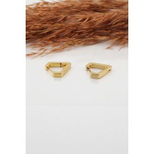 By Zeyna Aksesuar Kadın Çelik Basic Geometrik 1.5cm Üçgen Moldel Klipsli Küpe