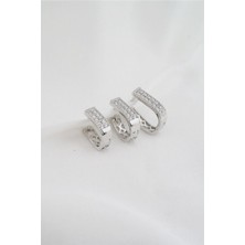 By Zeyna Aksesuar Kadın Altın Kaplama Zirkon Taşlı Figürlü 3 Boy Küpe Seti