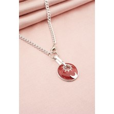 By Zeyna Aksesuar Kadın Özel Tasarım Ay ve Güneş Temalı Mineli Traşlı Prenses Zincirli Kolye