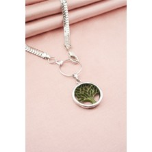 By Zeyna Aksesuar Kadın Özel Tasarım Hayat Ağacı Figürlü Yılan Zincir Kolye