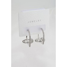 By Zeyna Aksesuar Kadın Altın Kaplama Zirkon Taşlı Çengel Iğne Model 2'li Küpe Set