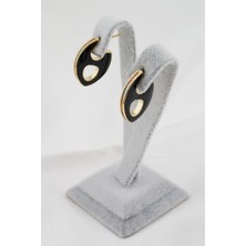 By Zeyna Aksesuar Kadın Altın Kaplama Zirkon Taşlı Mineli Elips Model Küpe