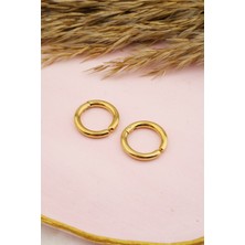 By Zeyna Aksesuar Unisex 316L Çelik Sıkıştırmalı Halka Küpe