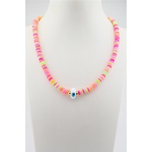 By Zeyna Aksesuar Kadın Cam Nazar Figürlü Renkli Fümo Kolye