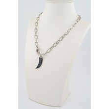 By Zeyna Aksesuar Kadın Özel Tasarım Diş Figürlü Yapıştırma Taşlı Kolye