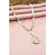 By Zeyna Aksesuar Kadın Özel Tasarım Hayat Ağacı Figürlü Yılan Zincir Kolye