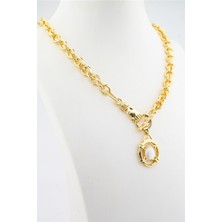 By Zeyna Aksesuar Kadın 40 cm Elips Taşlı El Detaylı Kolye